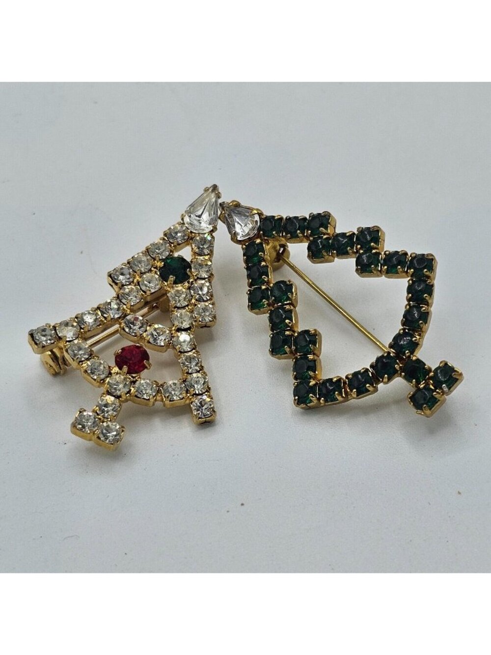 (678) Set of 2 Rhinestone Christmas Trees